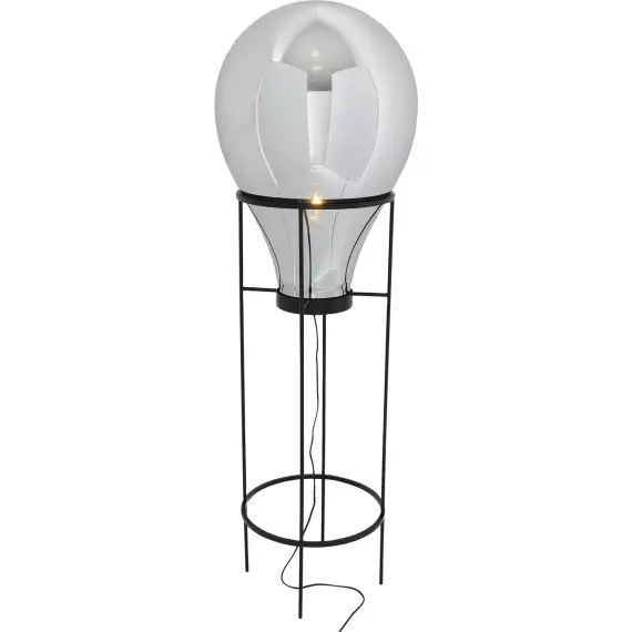 Lampadaire en verre et acier noir H158