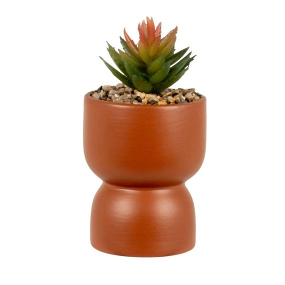 Plante artificielle succulente avec pot en terre cuite terracotta H15
