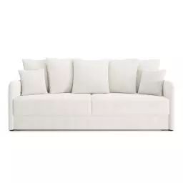 Canapé droit convertible en tissu 3 places blanc