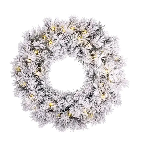 Couronne de noël artificielle effet givre LED D60