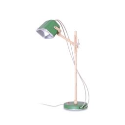 Lampe à poser verte et bois H60cm