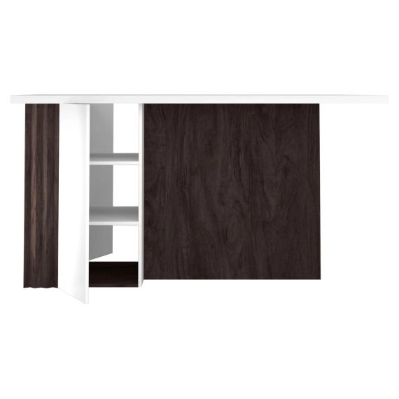 Ilot central 2 portes AROLLA coloris blanc/bois foncÃ©