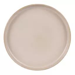 Lot de 6 assiettes plate   sable 28 cm  en grès  beige