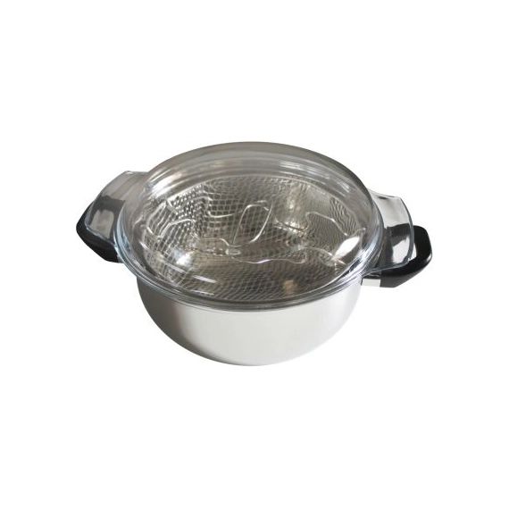 Friteuse BAUMALU inox diam 26 cm + couvercle verre