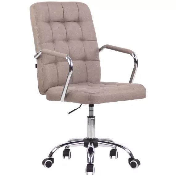 Chaise de bureau réglable pivotante en tissu Taupe