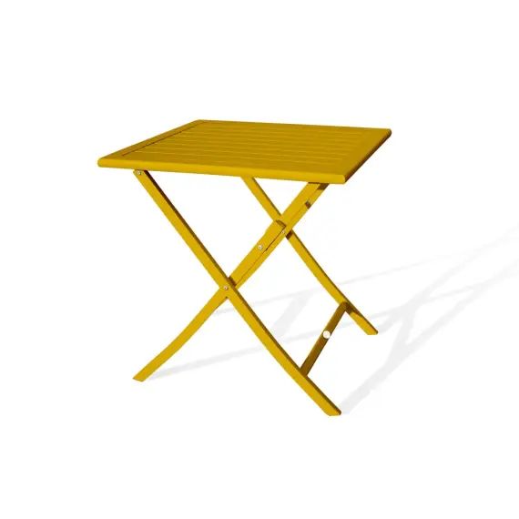 Table de jardin pliante en aluminium moutarde