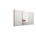image de armoires scandinave Malix, armoire à 3 portes coulissantes, 270 cm, cadre chêne et portes blanc mat et miroir, intérieur premium