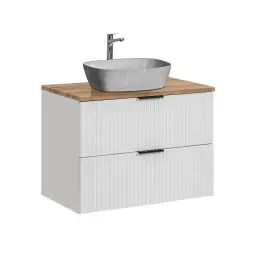 Meuble simple vasque effet pierre 80cm blanc