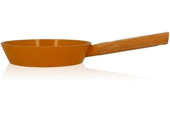 Poele / sauteuse Ogo POELE ECTOR 20 CM EN ALUMINIUM REVETEMENT CERAMIQUE JAUNE AVEC MANCHE EN BOIS