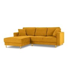 Canapé d’angle 4 places en tissu structuré jaune