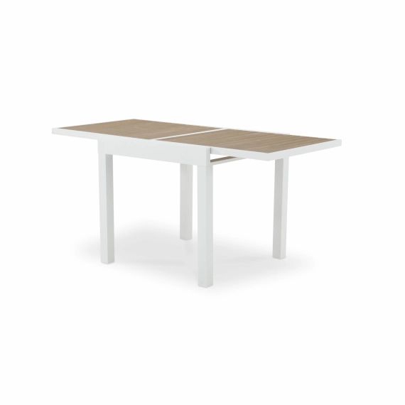 Table de jardin à rallonge en aluminium blanc 160/80×80cm et polywood