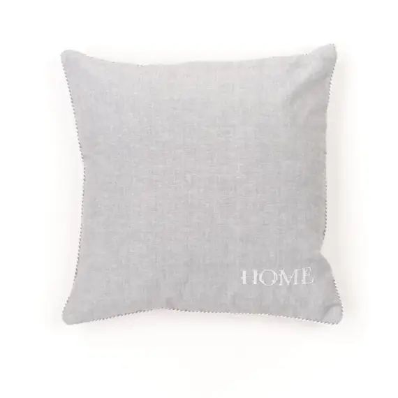 Coussin déhoussable avec broderie en coton gris 40×40