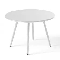 Table basse de jardin ronde en métal blanc 40 cm