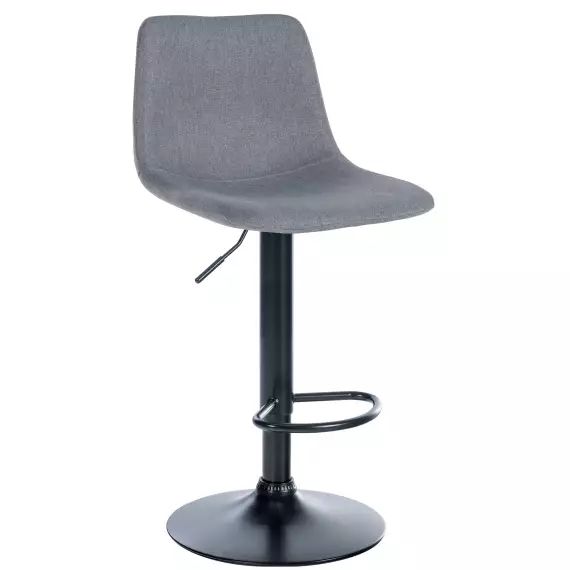 Tabouret de bar en tissu ajustable pivotant tissu Gris