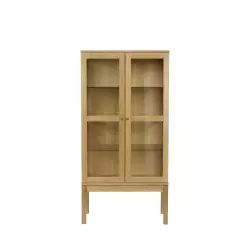 AbbeyWood – Vitrine en bois 2 portes – Couleur – Bois clair