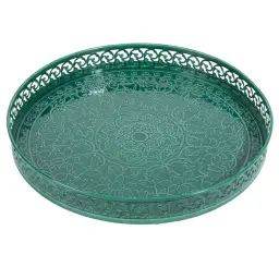 Plateau rond en métal vert D 39 cm KAOMA