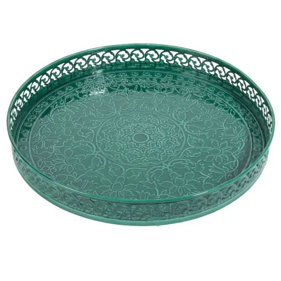 Plateau rond en métal vert D 39 cm KAOMA