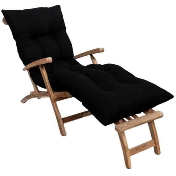 Coussin bain de soleil noir 195 x 65 x 15 cm