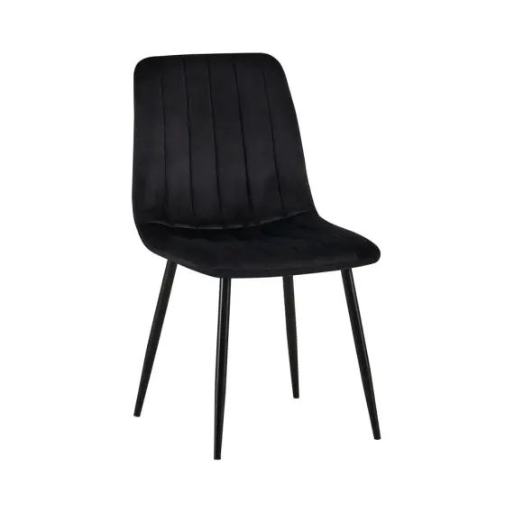 Chaise de salle à manger avec pieds métal assise en velours Noir