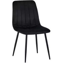 Chaise de salle à manger avec pieds métal assise en velours Noir