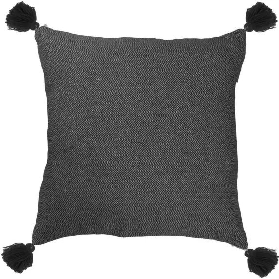 Housse de coussin en coton 50×50 Noir