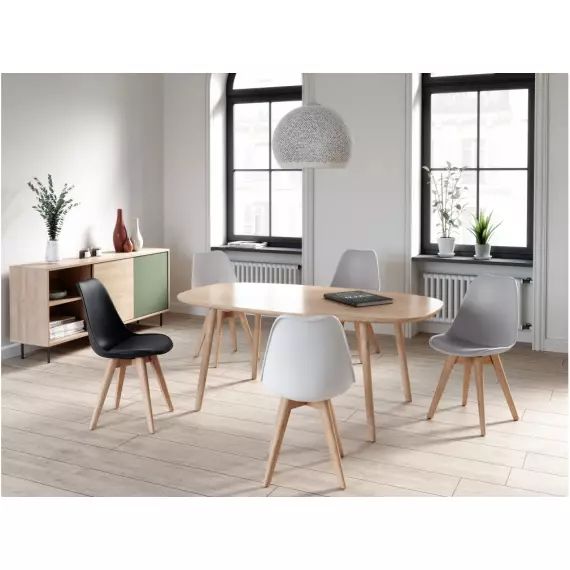 Lot de 2 chaises scandinaves ANDREA avec coussin et pieds bois – Noir – 56 x 47 x 81 cm – Usinestreet