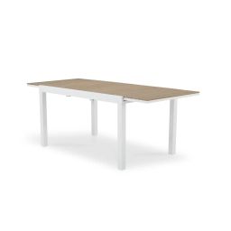 Table de jardin à rallonge en aluminium blanc 200/140×90 et polywood