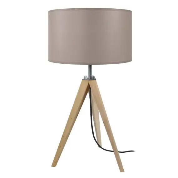 Lampe de chevet bois naturel et taupe