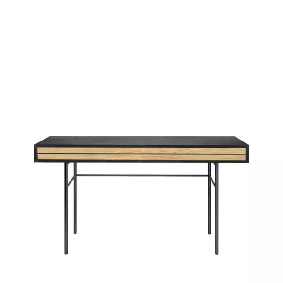 Stripe – Bureau en bois et métal 2 tiroirs – Couleur – Noir