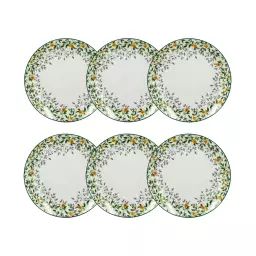 Lot de 6 assiettes plates en porcelaine décorée 26,5cm