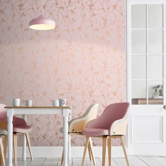 Papier peint meiying blush rose cuivre 1005x52cm