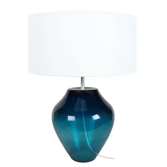 Lampe a poser verre pétrole et blanc
