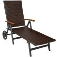 image de transats, bains de soleil et chaises longues scandinave Bain de soleil avec roulettes Auckland en aluminium marron