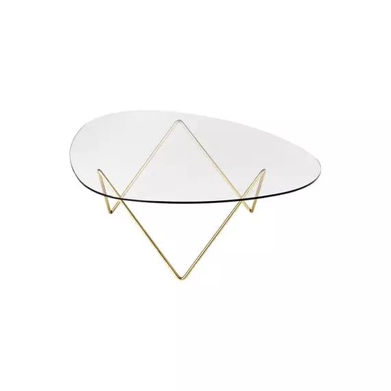 Table basse Pedrera en Métal, Verre – Couleur Or – 106 x 93.9 x 38 cm – Designer Barba Corsini