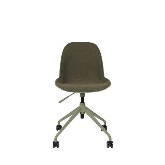 Albert Kuip – Chaise de bureau en tissu bouclette pivotante à roulettes – Couleur – Vert