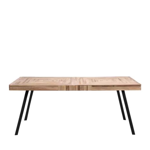 Pamenang – Table à manger en métal et teck recyclé 200x90cm – Couleur – Bois clair / noir
