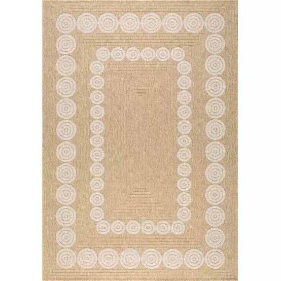 Tapis effet jute à motif blanc géométrique 120×160