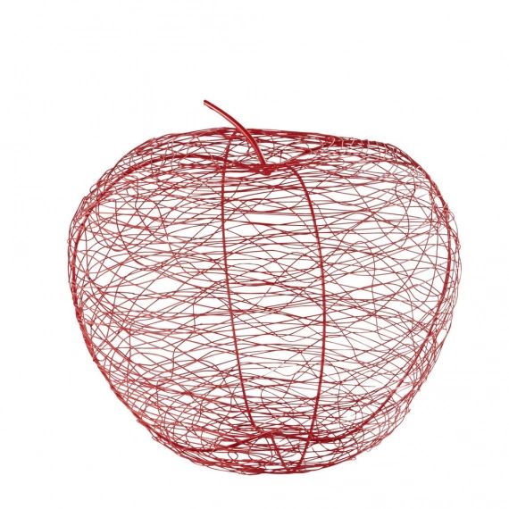 Statuette pomme en fil de métal rouge H39