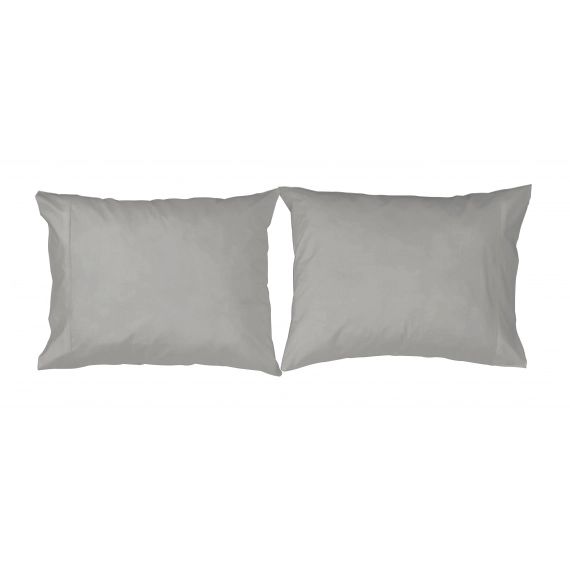 2 taies d’oreiller en coton gris 65×65
