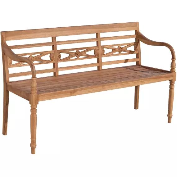 Banc Extérieur/Intérieur En Bois Sapin Massif TOTAL WOOD - 200x38.5x50 Cm, Dossier 90 Cm, Naturel