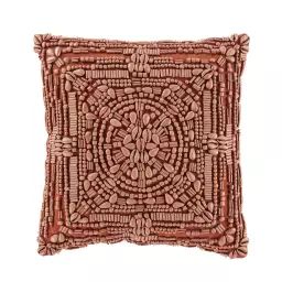 Coussin en coton avec perles terracotta 35×35