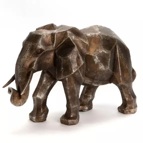 Eléphant déco Afrique en résine  cuivre