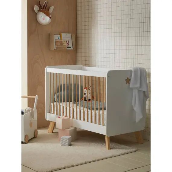 Lit bébé à barreaux LIGNE GRANDE OURSE blanc / bois