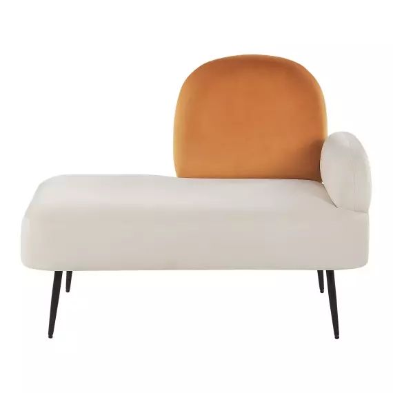 Chaise longue côté droit en velours blanc