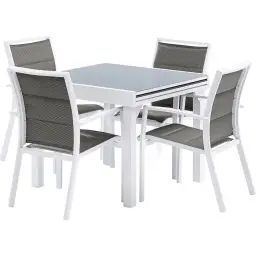 Salon de jardin moderne 4 personnes Modulo blanc