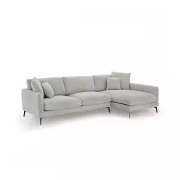 Canapé d’angle 3 places en tissu gris