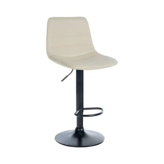 Tabouret de bar ajustable pivotant en similicuir (pvc) Crème
