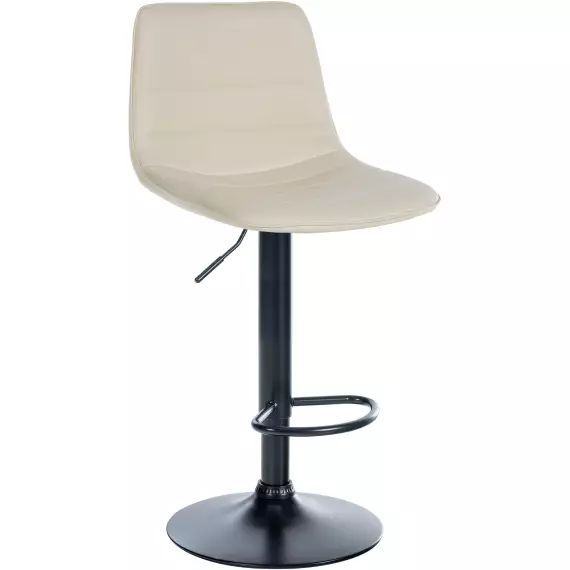 Tabouret de bar ajustable pivotant en similicuir (pvc) Crème