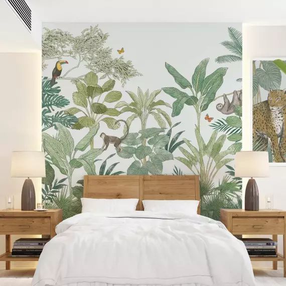Papier peint intissé panoramique imprimé jungle 250x270cm