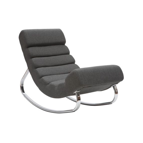 Fauteuil rocking chair design en tissu gris foncé TAYLOR